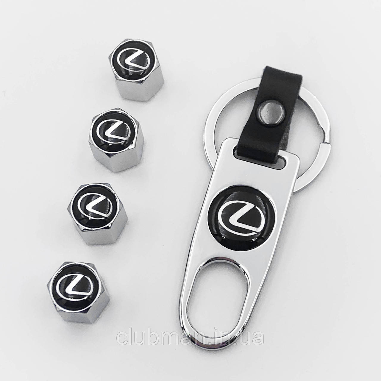 Захисні ковпачки на ніпелях LEXUS (Лексус) з брелоком Хром