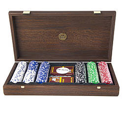 Покерний набір в дерев'яному футлярі темний горіх Manopoulos (39х22 см)