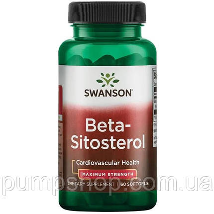 Комплекс рослинних стеролів, що містять бета-ситостерол Swanson Beta-Sitosterol 160 мг 60 капс., фото 1