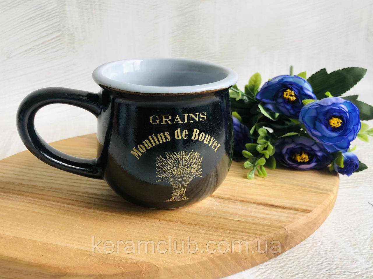 Чашка Бочонок Керамклуб Грінс 300 мл чорний, фото 1