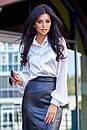 Жіноча нарядна шовкова біла блуза сорочка Саміра 42 44 46 48 розміри, фото 2