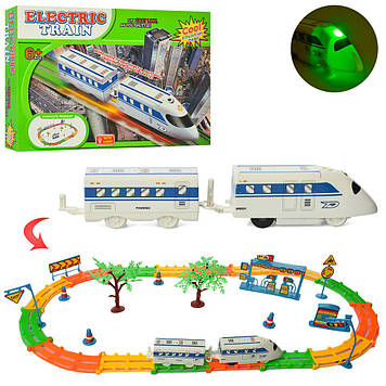 Залізниця на бат-ці,локомотив,вагон,світ,на бат-ці,в кор-ці,44,5х29х5см №8100-А(36)