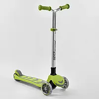 Самокат детский трехколесный Y-00436 Best Scooter, Салатовый складной алюминиевый руль, 4 колеса PU со