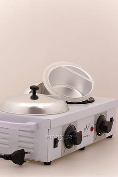 Konsung Воскоплав банковий в металевому корпусі на 2 банки 400 мл з ємністю, модель WN408-008D - БІЛИЙ