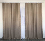 Комплект штор на тасьмі з тюлем Штори мікровелюр + тюль шифон 400х270 Штори з підхватами Колір Коричневий, фото 2