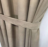 Комплект штор на тасьмі з тюлем Штори мікровелюр + тюль шифон 400х270 Штори з підхватами Колір Коричневий, фото 3