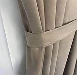 Комплект штор на тасьмі з тюлем Штори мікровелюр + тюль шифон 400х270 Штори з підхватами Колір Коричневий, фото 4