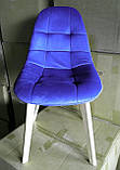 М'який стілець обідній SDM Лорено синій на букових ніжках, фото 2