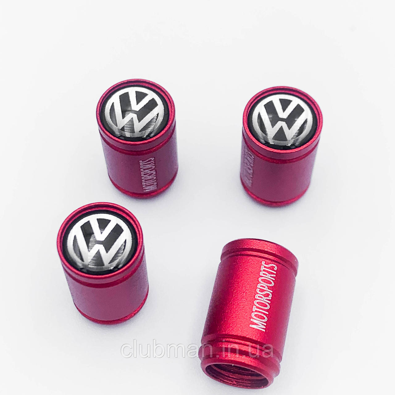 Захисні ковпачки на ніпеля Motosport VW (Фольксваген) 4 шт Червоні