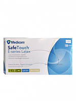 Одноразові рукавички латексні припудрені нестерильні Medicom SafeTouch E-series Latex 100 шт в упаковці Розмір L