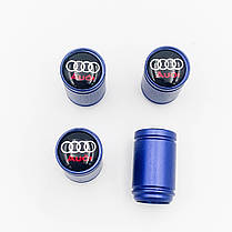 Захисні ковпачки на ніпеля Motosport Audi (Ауді) 4 шт Сині, фото 3