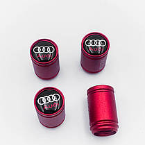 Захисні ковпачки на ніпеля Motosport Audi (Ауді) 4 шт Червоні, фото 4
