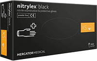 Перчатки Nitrylex basic black медицинские нестерильные нитриловые без пудры Размер XS 100шт в упаковке Черные