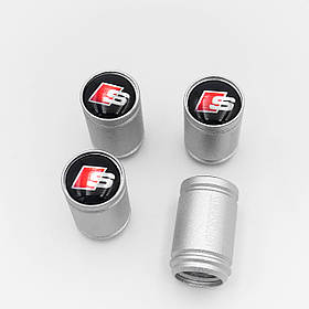 Захисні ковпачки на ніпеля Motosport AUDI S-line (Ауді) 4 шт Сріблясті
