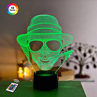 3D нічник "Джоні" (ВОЛІЧНЕ ЗОБРАЖЕННЯ) + пульт ДК + мережевий адаптер + батарейки (3ААА) 3DTOYSLAMP