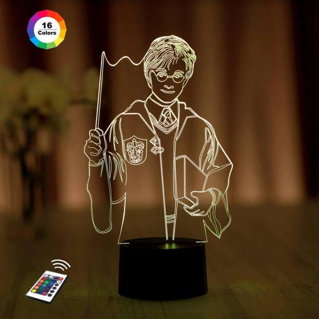 3D нічник "Гаррі Потер 2" (ВОЛІЧНЕ ЗОБРАЖЕННЯ) + пульт ДК + мережевий адаптер + батарейки (3 ААА) 3DTOYSLAMP
