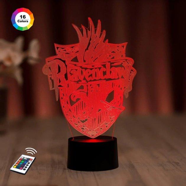 3D нічник "Герб Когтеврана" (ВОЛІЧНЕ ЗОБРАЖЕННЯ) +пульт ДК + мережевий адаптер + батарейки (3ААА) 3DTOYSLAM