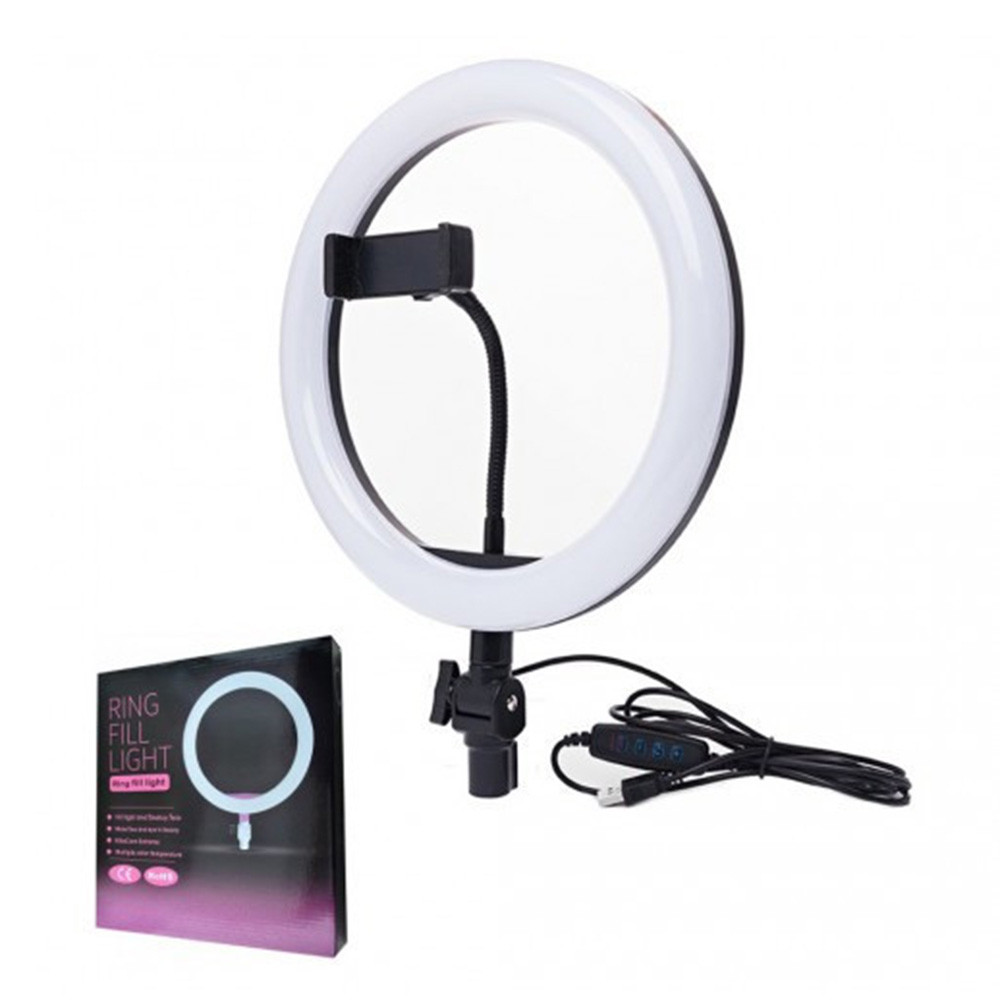 Кільце LED для фото (26 см) + тримач для телефона — Black