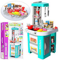 Детская игровая кухня с водой, светом, звуком, техникой, продуктами. 49 предметов, зеленая