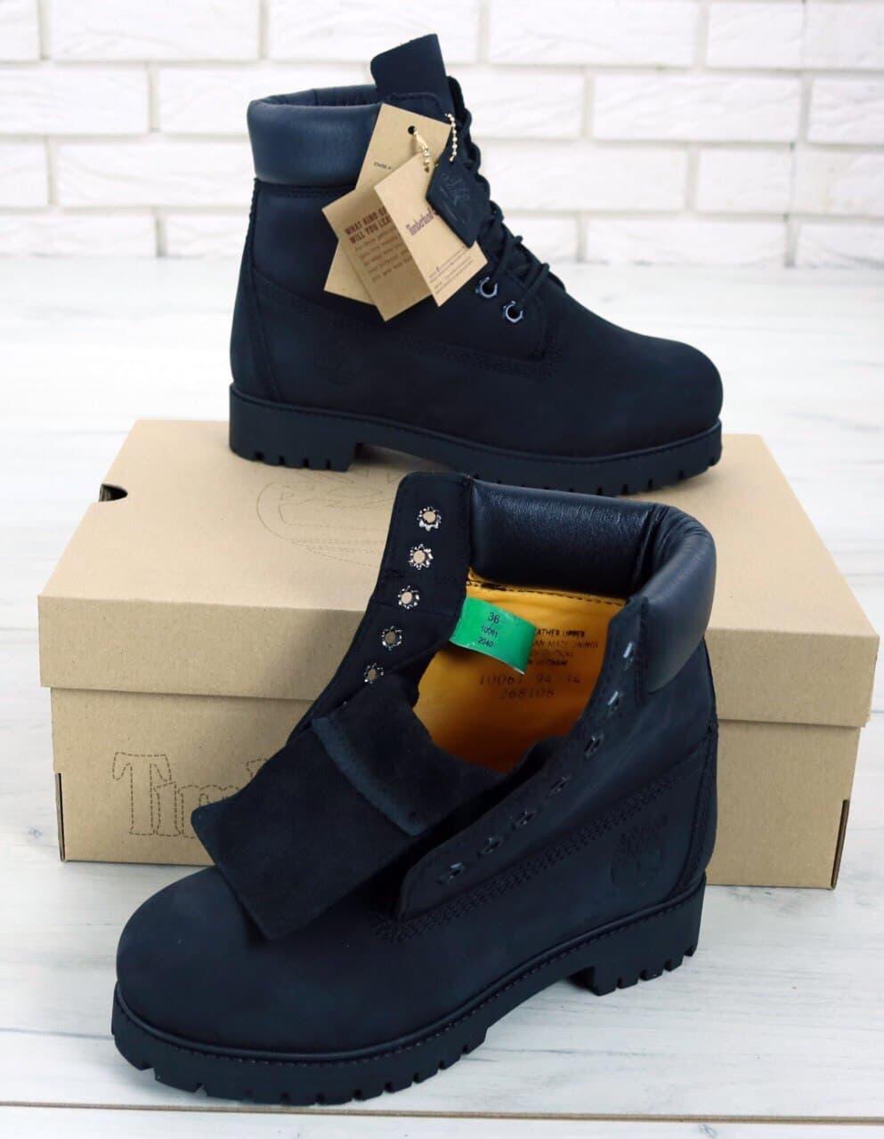 Зимние Женские ботинки Timberland Classic Boots Black (черные) Обувь Тимберленд Турция натуральный нубук деми - фото 1 - id-p1334977881