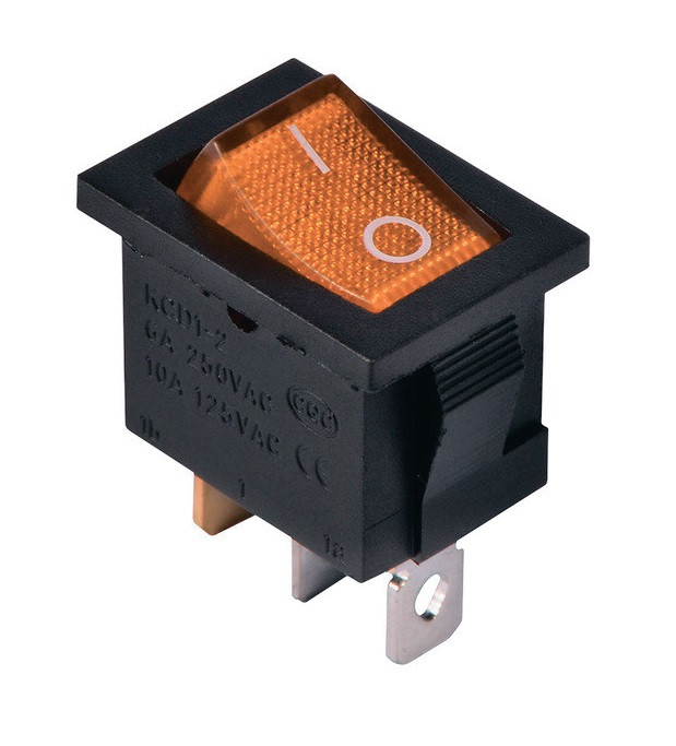 KCD1-2-101N Y / B 220V Перемикач 1 клав. (Жовтий) з підсвічуванням TNSy