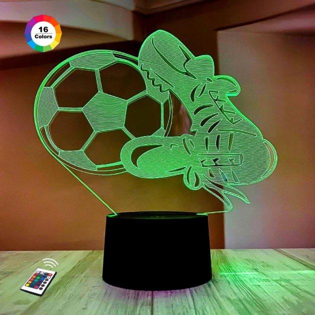3D нічник "Футбол" (ВОЛІЧНЕ ЗОБРАЖЕННЯ) + пульт ДК + мережевий адаптер + батарейки (3ААА) 3DTOYSLAMP