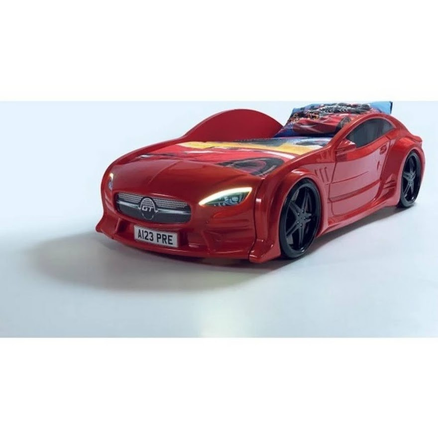 Ліжко-машинка Mersedes GT 80*160 см з підсвічуванням фар червоне Туреччина, фото 1