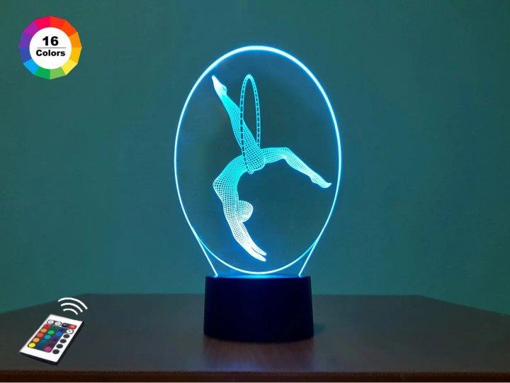 3D нічник "Гімнастка" (ВОЛІЧНЕ ЗОБРАЖЕННЯ) + пульт ДК + мережевий адаптер +батарейки (3ААА) 3DTOYSLAMP, фото 1