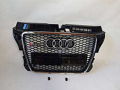 Решітка радіатора, стиль RS3 (хром окантовка-чорна сітка) Audi A3 2008-2012