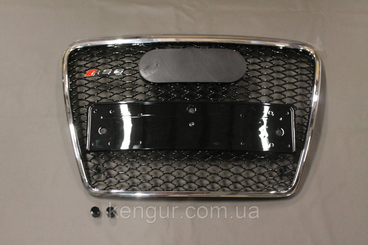 Решітка радіатора, стиль RS6 (хром окантовка, чорна сітка) Audi A6 2008-2011