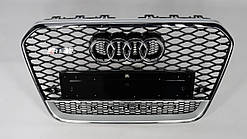 Решітка радіатора, стиль RS6 (хром окантовка-чорна сітка-QUATTRO) Audi A6 2011-2015