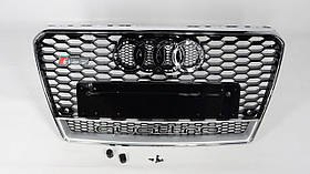 Решітка радіатора Audi A7 2010-2014, стиль RS7 (хром окантовка, чорна сітка, QUATTRO)