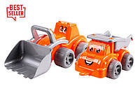 Детский пластиковый набор ТехноК Стройплощадка Максик игрушечный трактор самосвал для ребенка