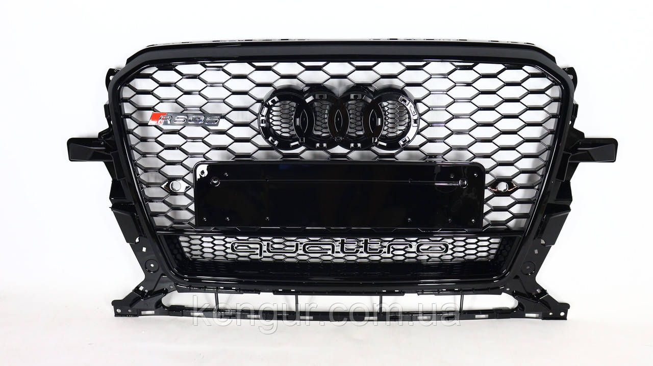Решітка радіатора, стиль RSQ5 (чорна окантовка, чорна сітка, QUATTRO) Audi Q5 2012-2016