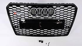 Решітка радіатора Audi A7 2010-2014, стиль RS7 (чорна окантовка, чорна сітка)