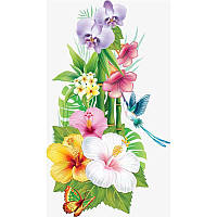 Алмазна вишивка "Гібіскус і Орхідея", метелик, квіти, бамбук, сад повне викладення, мозаїка 5d, набори 30х48 см