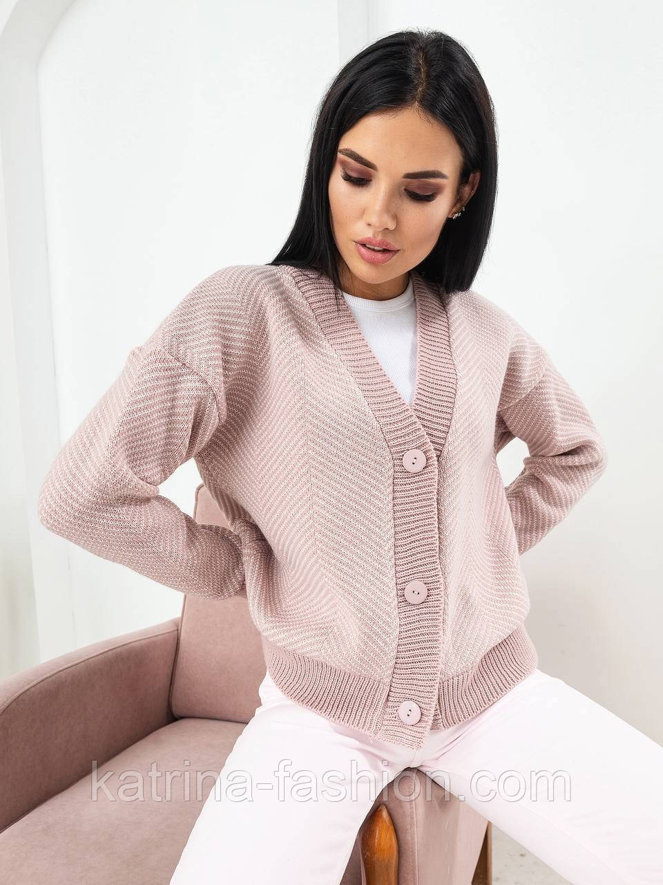 Кардиган кофта на ґудзиках у візерунку «гусяча лапка» (в кольорах), фото 1