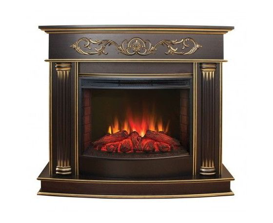 Фронтальний каминокомплект Fireplace Еврика Горіх з ефектом живого полум'я зі звуком і обігрівом