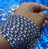 Ланцюг стразова срібло з синіми каменями, фото 2