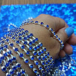 Ланцюг стразова срібло з синіми каменями, фото 3