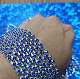 Ланцюг стразова срібло з синіми каменями, фото 4