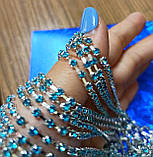 Ланцюг стразовий срібло з бірюзовими камінням, фото 2