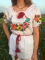 Жіноча вишиванка з коротким рукавом, вишивка " Мальва"