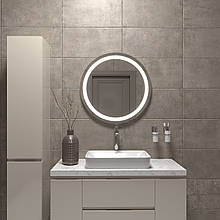 Дзеркало з підсвіткою кругле Ø70 без вимикача Black Mirror настінне у ванну кімнату, спальню, коридор, передпокій