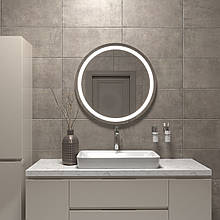 Дзеркало з лицевою підсвіткою кругле Ø90 без вимикача Black Mirror настінне у ванну кімнату, спальню, коридор, передпокій