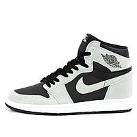 Мужские кроссовки Nike Air Jordan 1 Mid Black Grey, черно-серые кожаные найк аир джордан 1 ретро мид