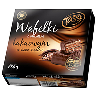 Вафлі в шоколаді із шоколадним кремом Tasso Wafelki 600г