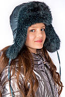 Зимова дівча шапка з хутром (46-60р) у кольорах, фото 6