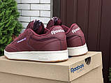 Чоловічі кросівки Reebok шкіряні модні молодіжні для бігу бордові, фото 4