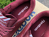 Чоловічі кросівки Reebok шкіряні модні молодіжні для бігу бордові, фото 6